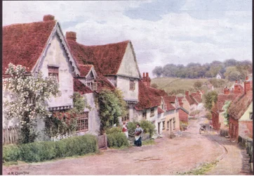 The Village Street, Kersey, Suffolk, fra The Cottages and the Village Life of Rural England utgitt av Dent & Sons Limited, 1912